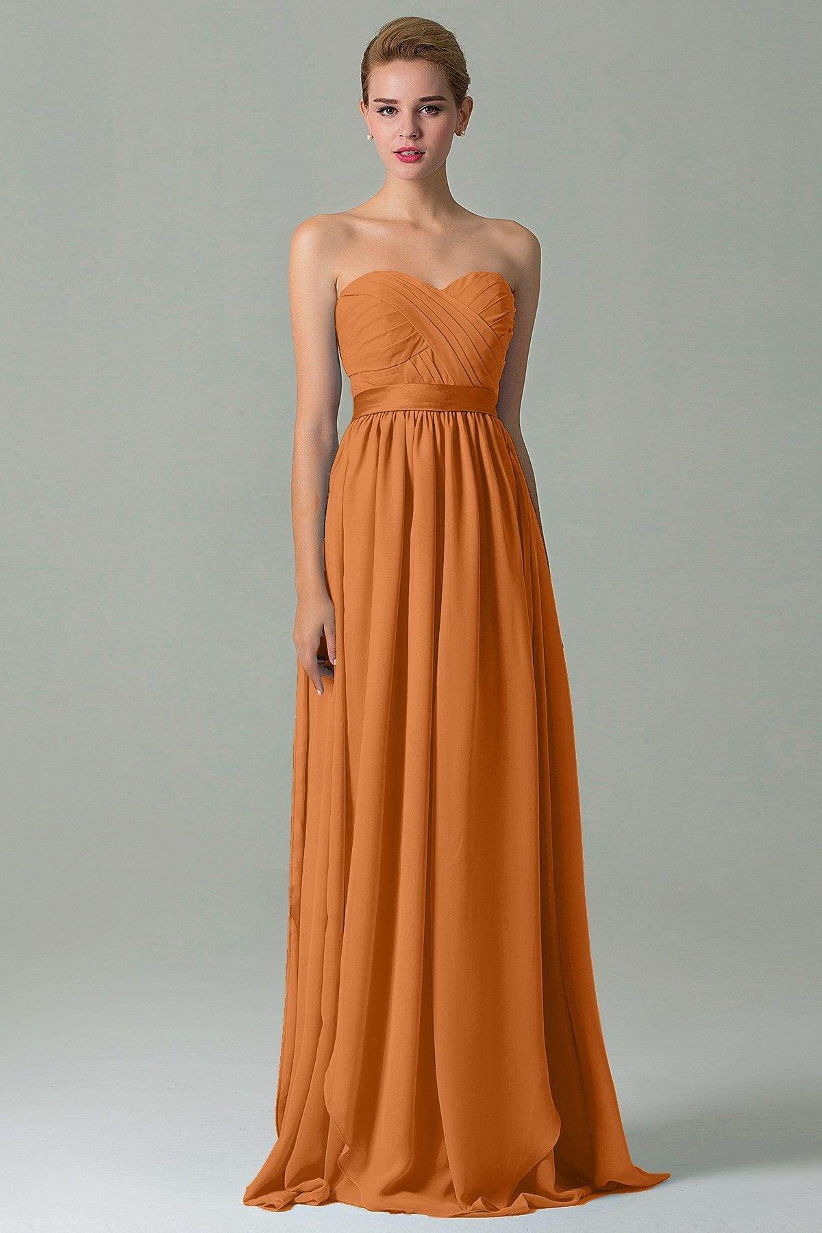 Sheath Floor Length Chiffon Bridesmaid Dress COZF140A1 - COCOMELODY